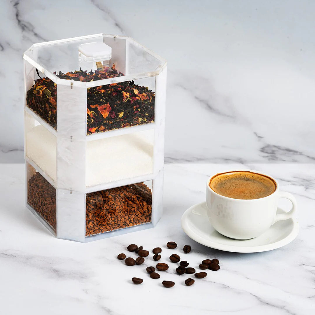 Coffee, Tea & Sugar Stacker - White Pearl