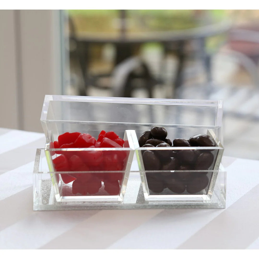 Dip Dish With Magnetic Lid, 2 Dishes - Silver Glitter