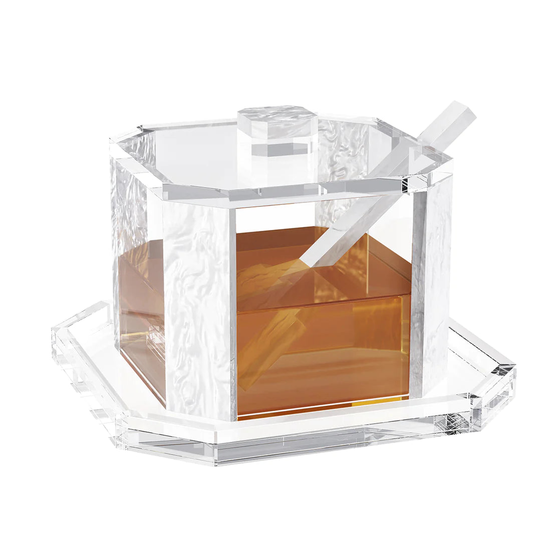 Honey Jar, Octagon - White Pearl