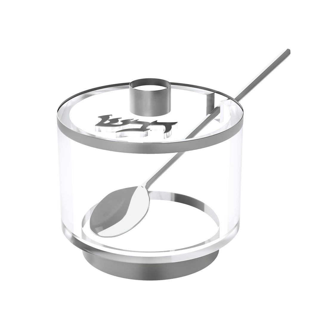 Honey Jar, Elevated Base - Silver