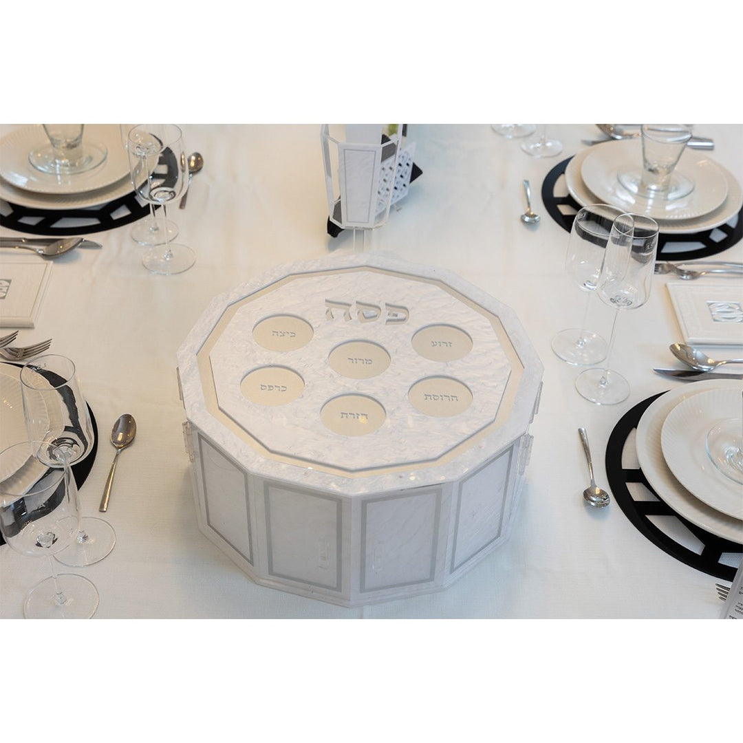 Kearah, Tiered Seder Plate - White Pearl