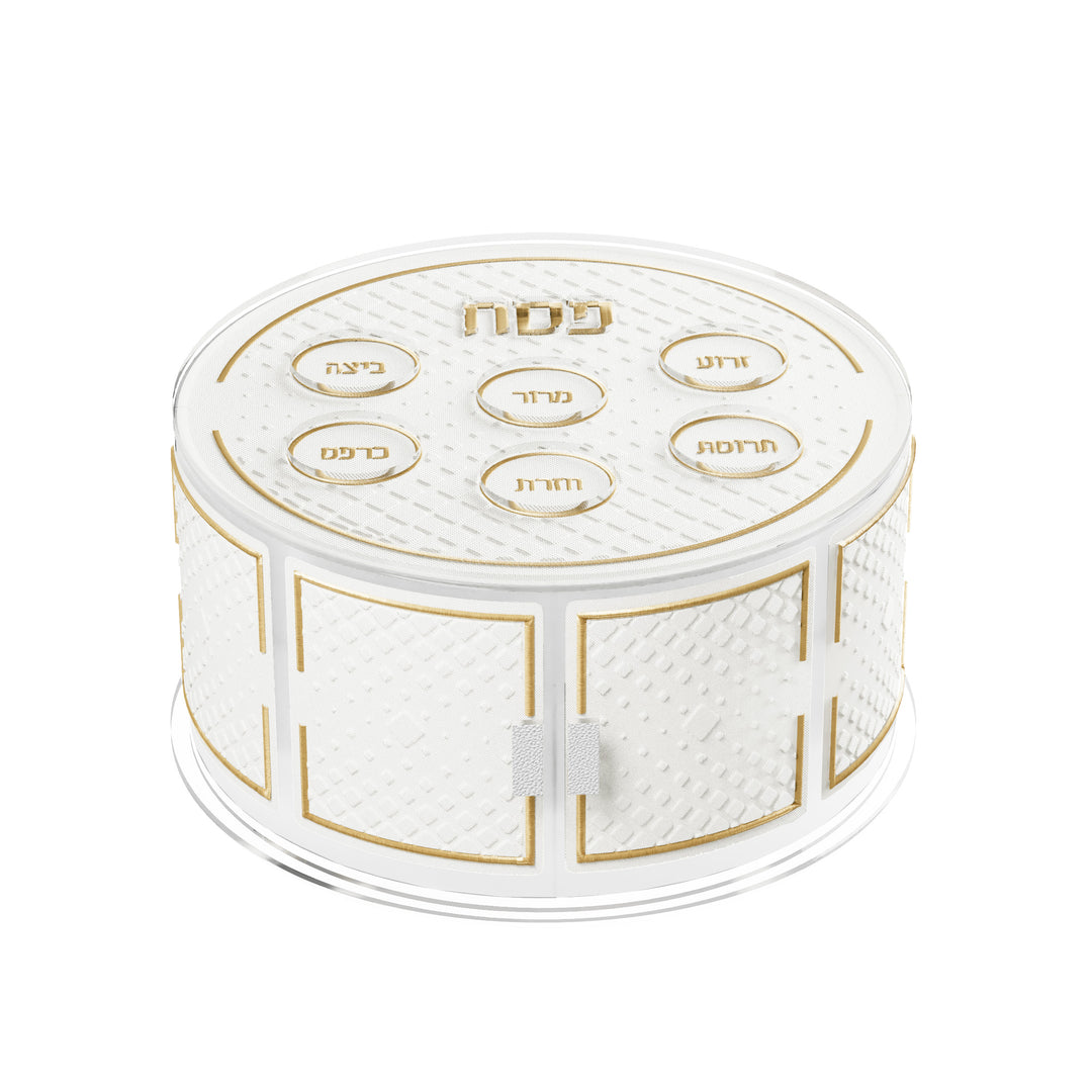 Kearah, Tiered Seder Plate, Leatherite, Diamond - Gold