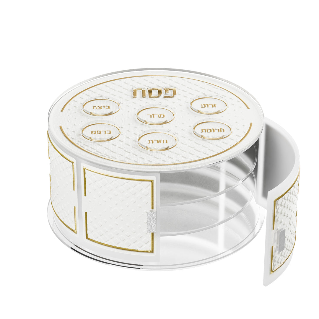 Kearah, Tiered Seder Plate, Leatherite, Diamond - Gold