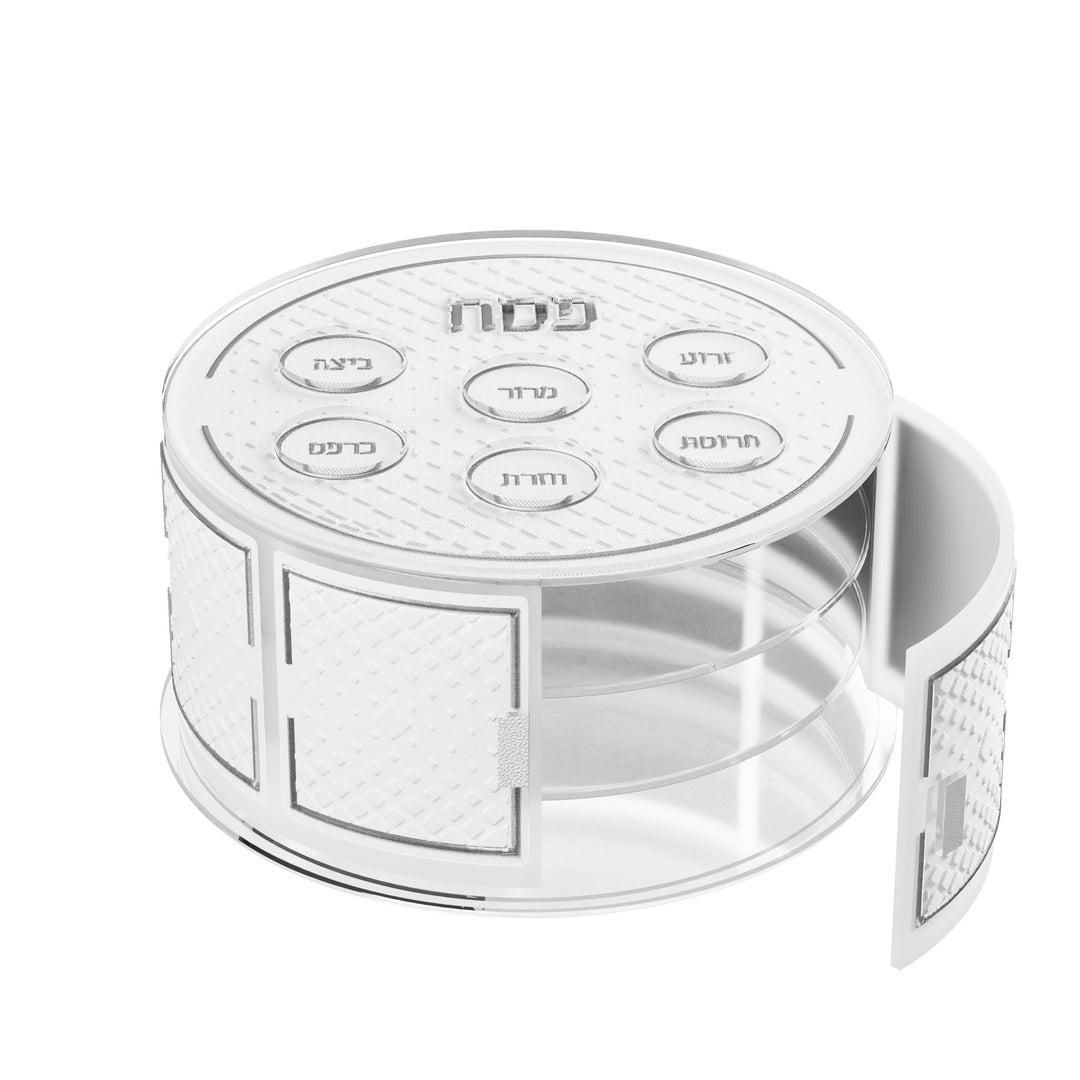 Kearah, Tiered Seder Plate, Leatherite, Diamond - Silver