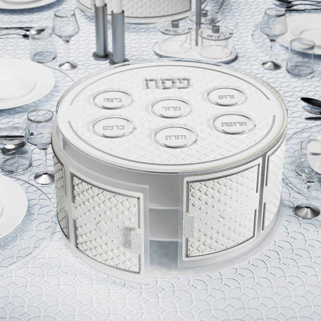 Kearah, Tiered Seder Plate, Leatherite, Diamond - Silver