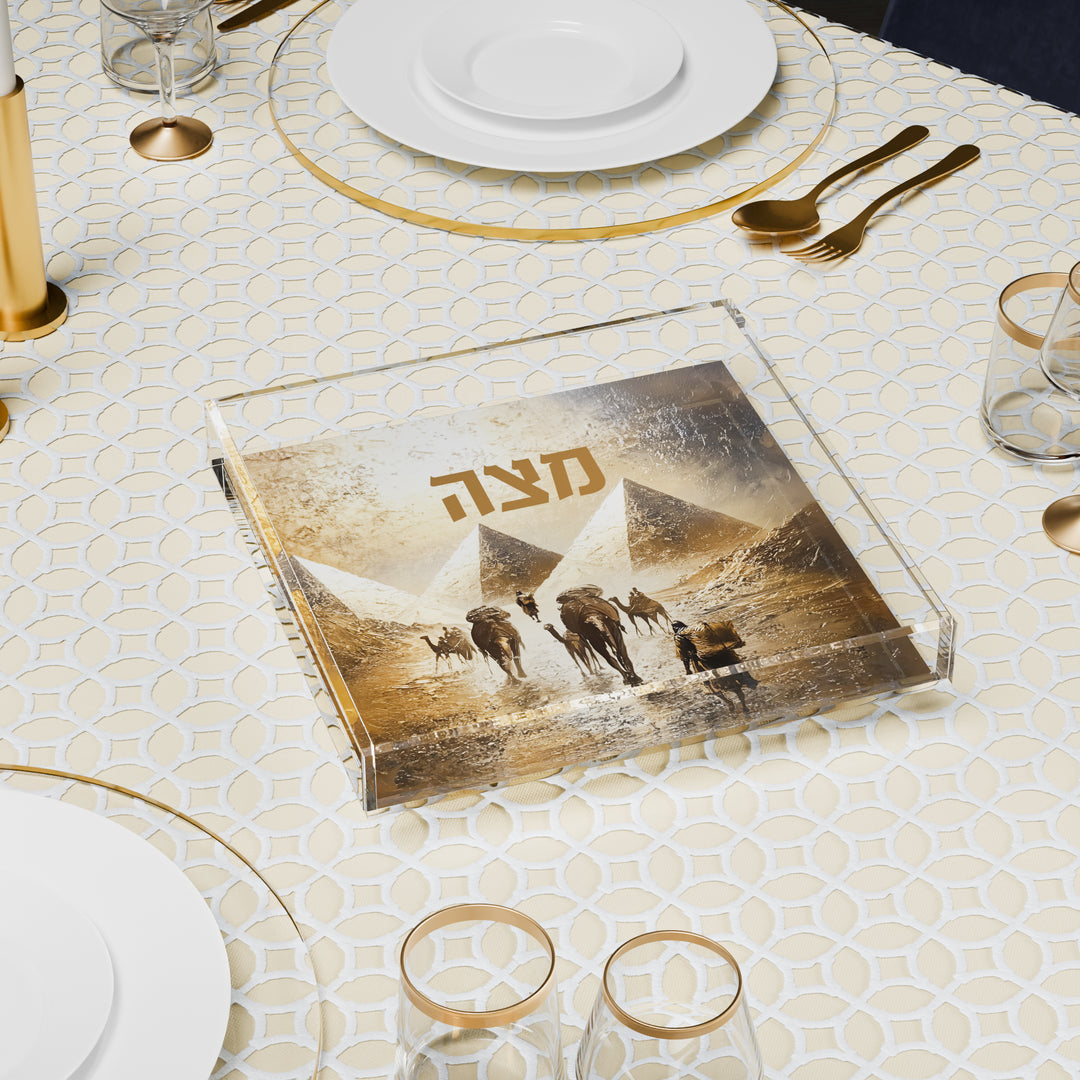 Matzah Plate, Square - Golden Pyramid