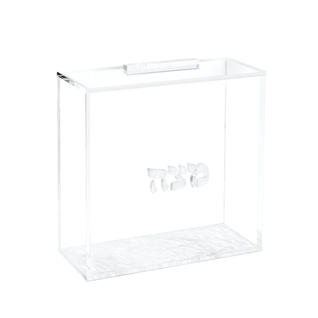 Matzah Box, Square - White Pearl