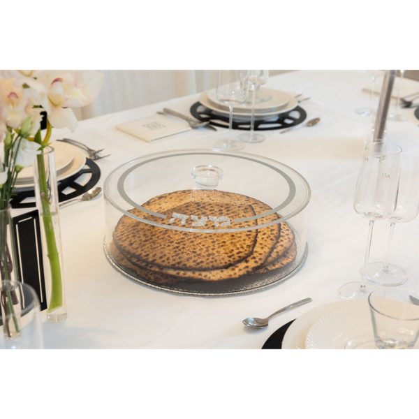 Matzah Box, Round - Silver Glitter