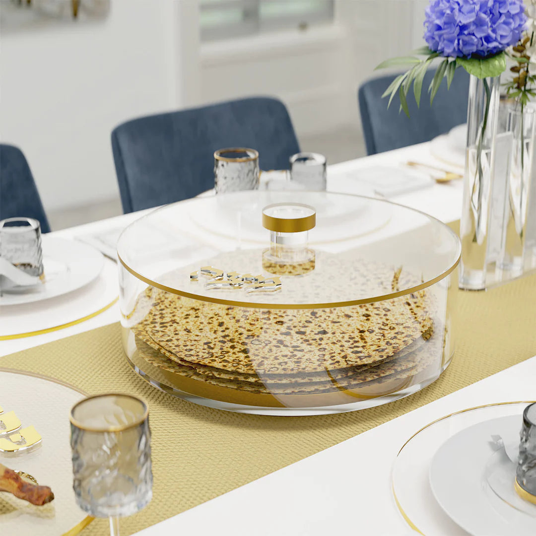 Matzah Box, Round - Gold
