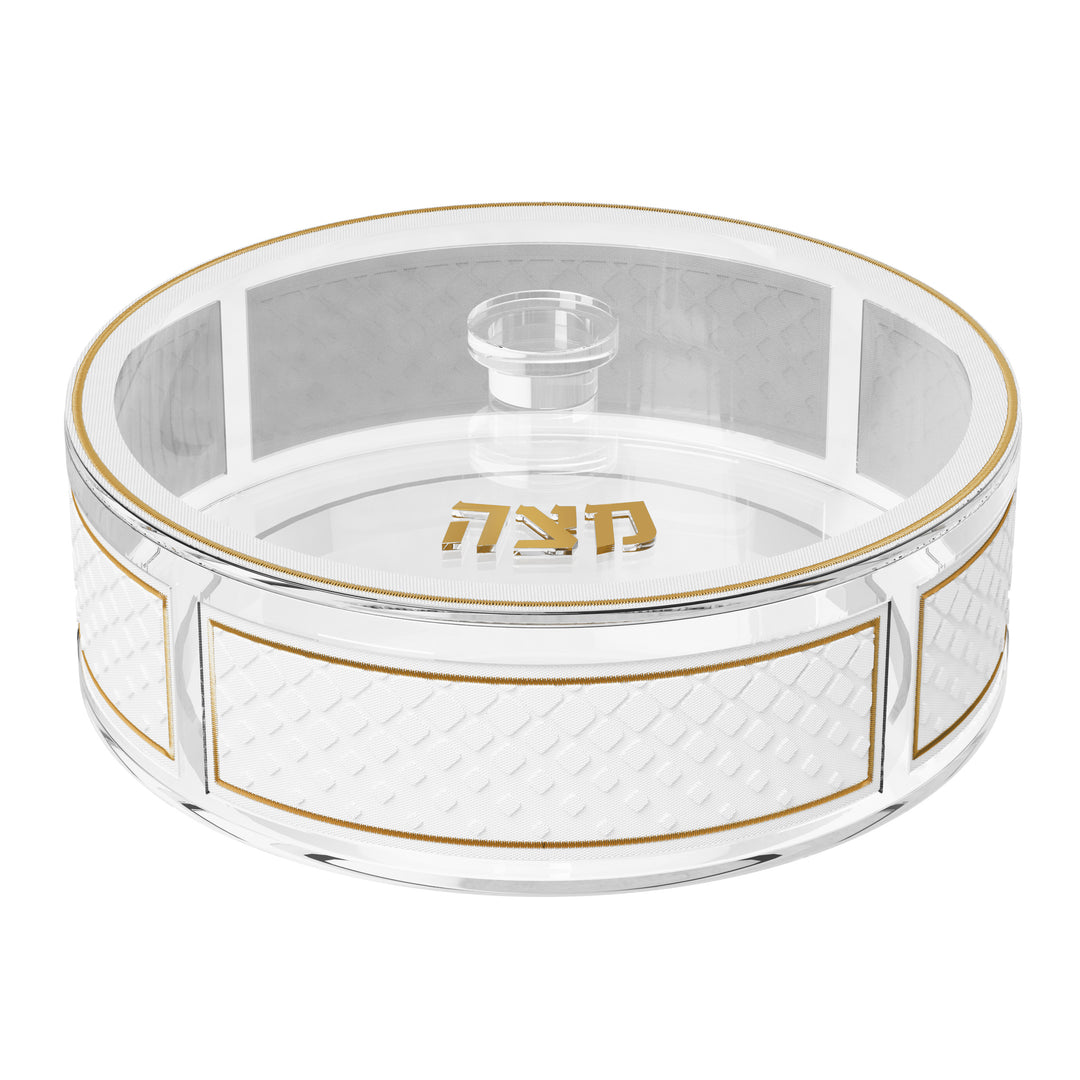 Matzah Box, Round, Leatherite, Diamond - Gold