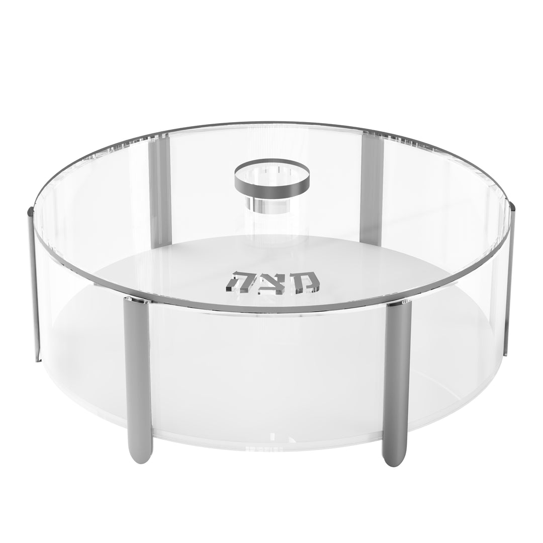 Matzah Box, Round, Pillar - Silver