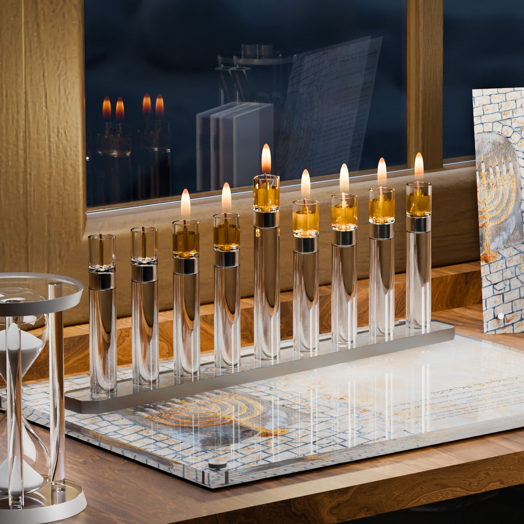 Menorah - Tube Silver