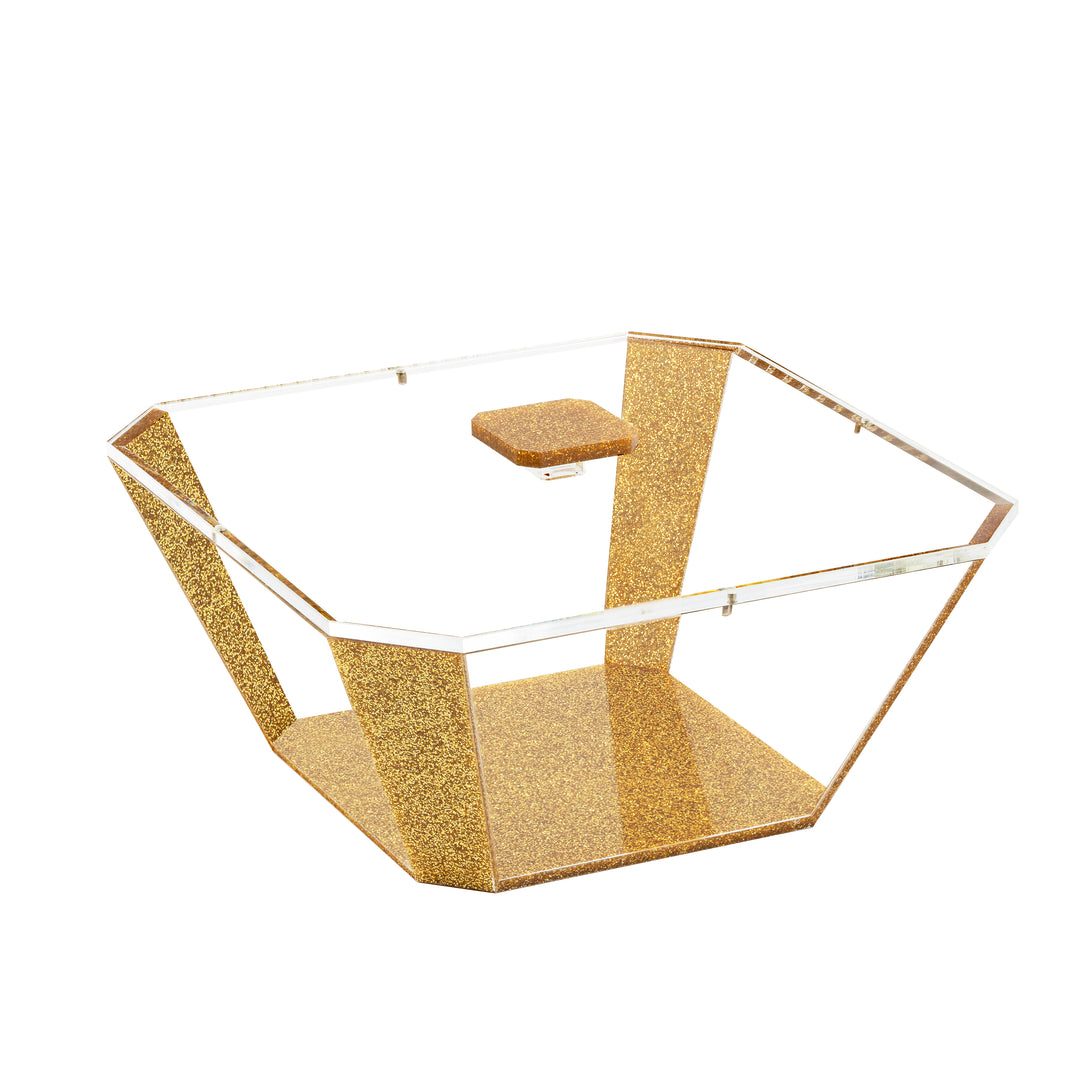 Salad Bowl With Magnetic Lid, Medium - Gold Glitter