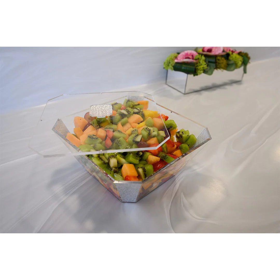 Salad Bowl With Magnetic Lid, Large - Silver Glitter