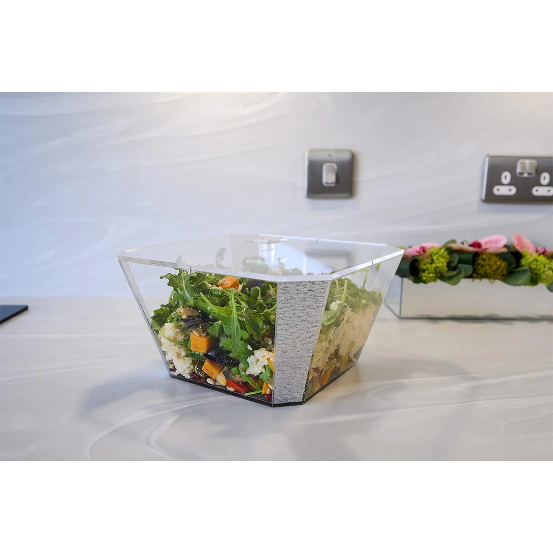 Salad Bowl With Magnetic Lid, Medium - Silver Glitter