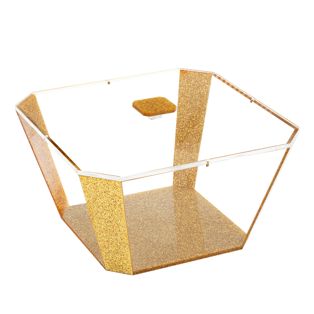 Salad Bowl With Magnetic Lid, Large - Gold Glitter