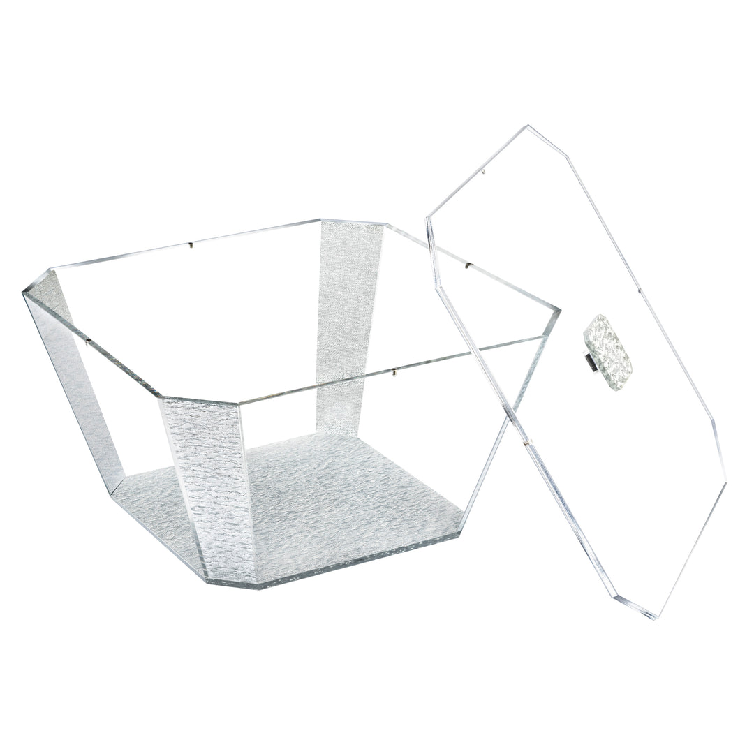 Salad Bowl With Magnetic Lid, Medium - Silver Glitter