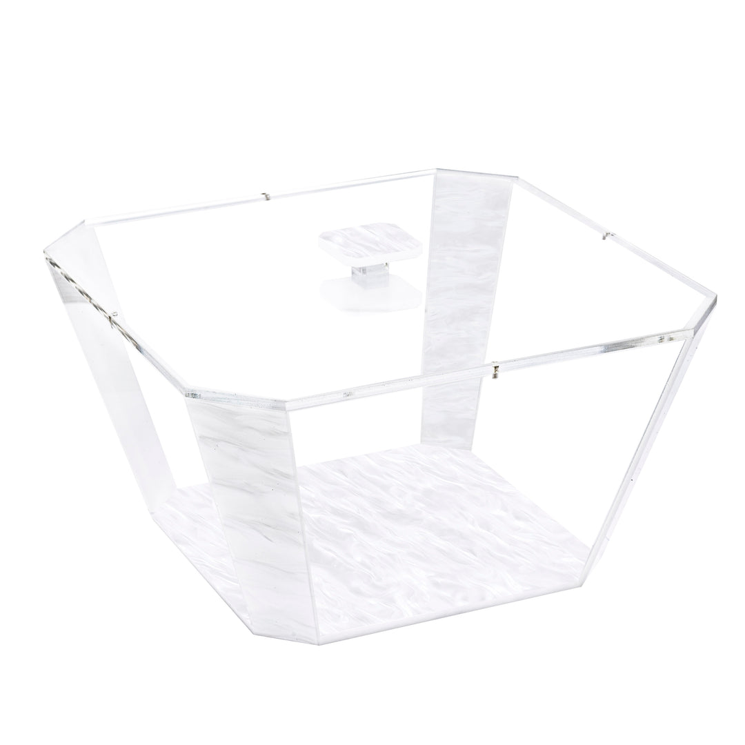 Salad Bowl With Magnetic Lid, Large - White Pearl