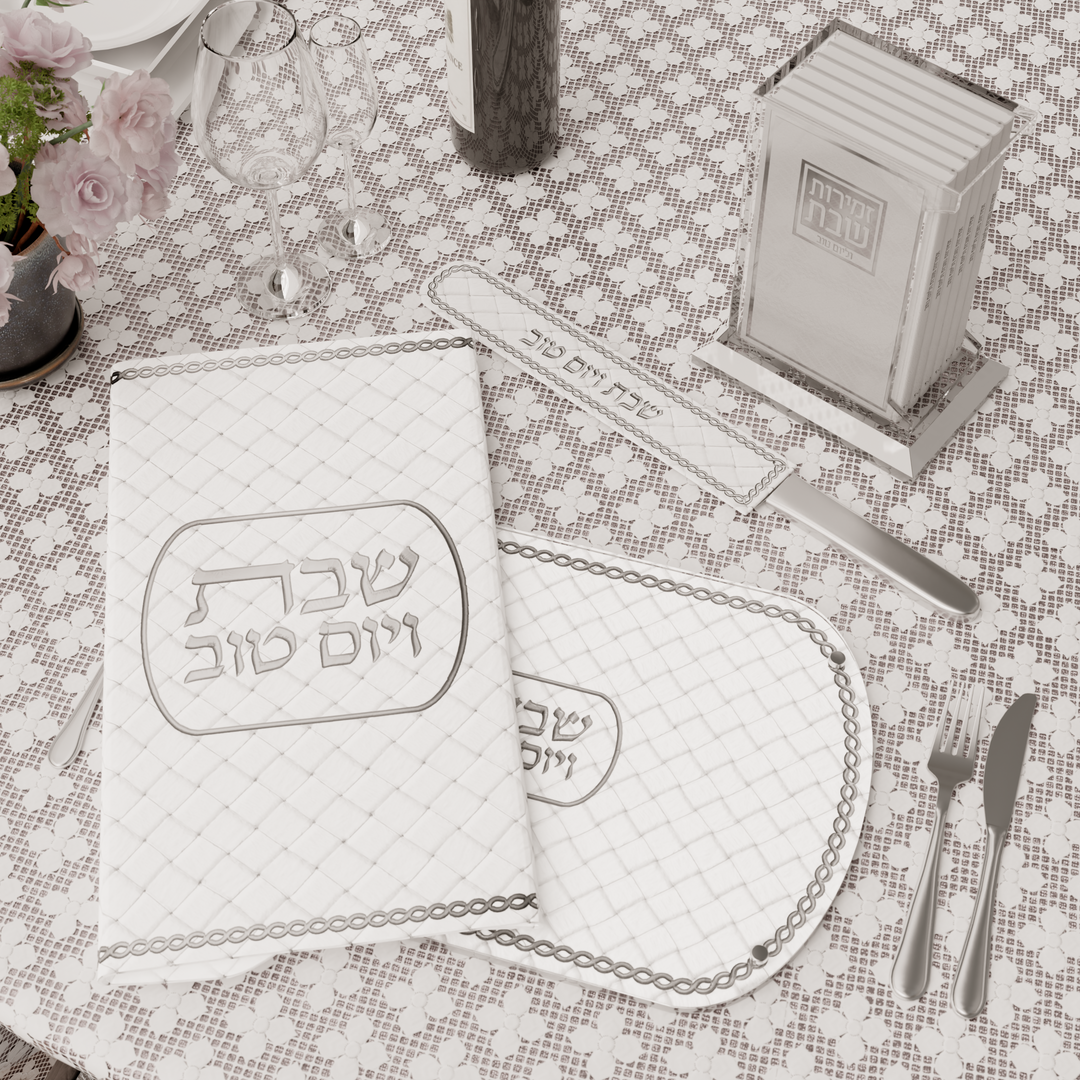 Challah Board - Leatherite Woven, Silver