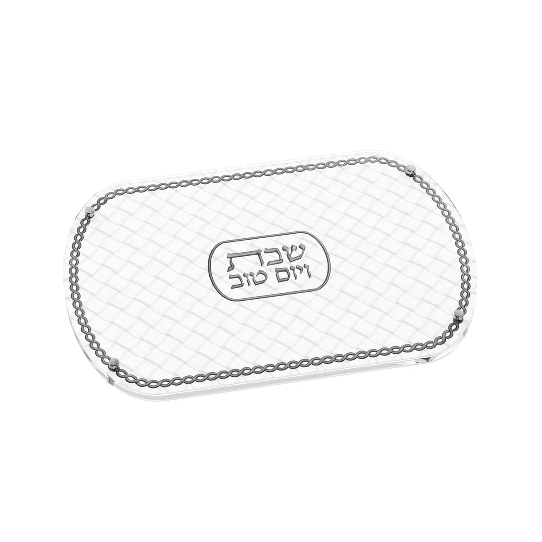 Challah Board - Leatherite Woven, Silver