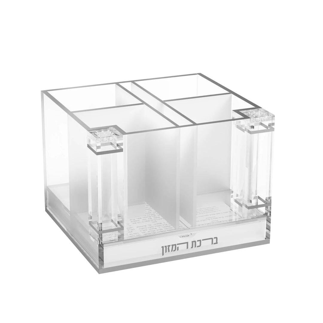 מתקן סכו"ם עם סט מלח ושולחן - מסתובב, כסף