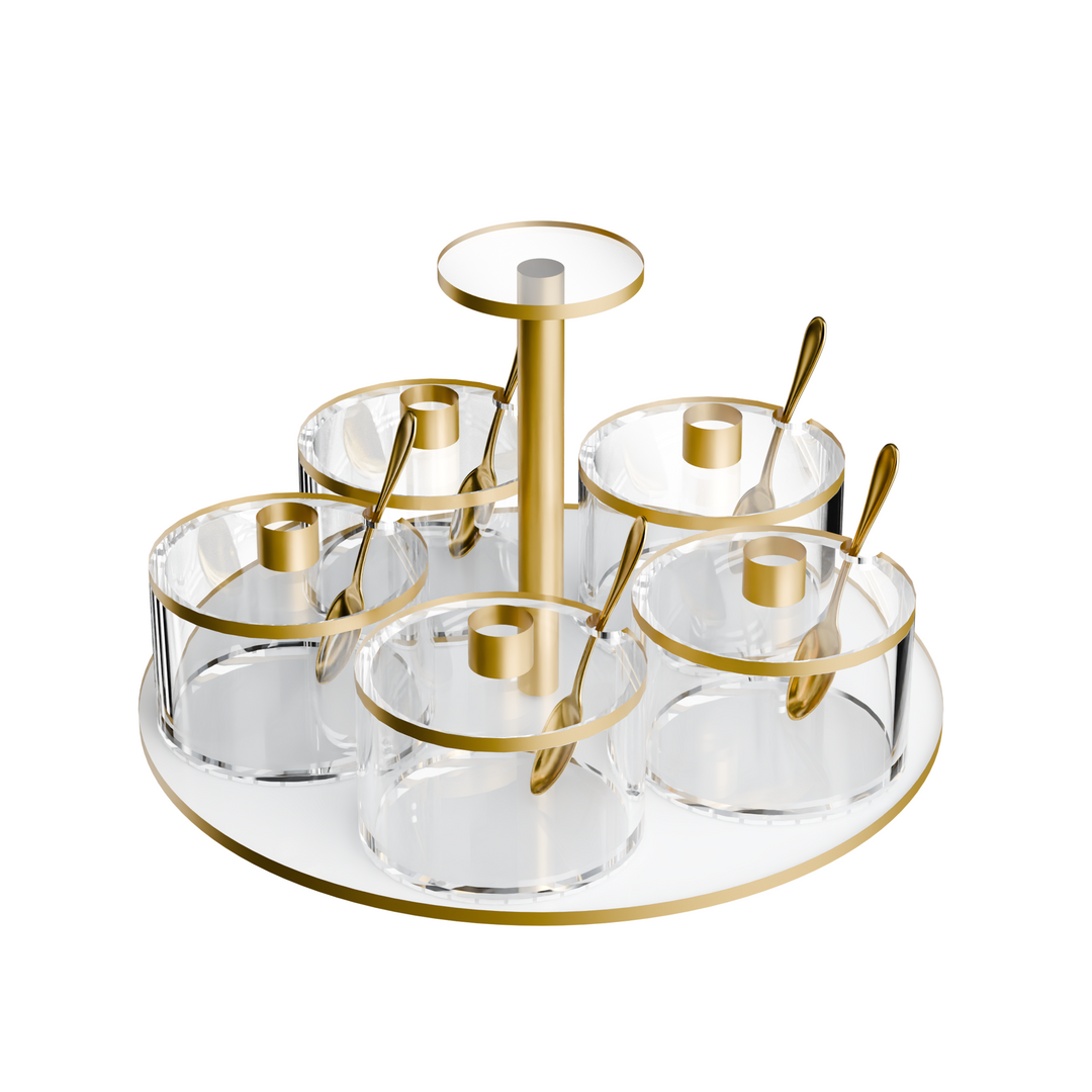 Dip Dish - 5 Dishes, Swivel, Gold