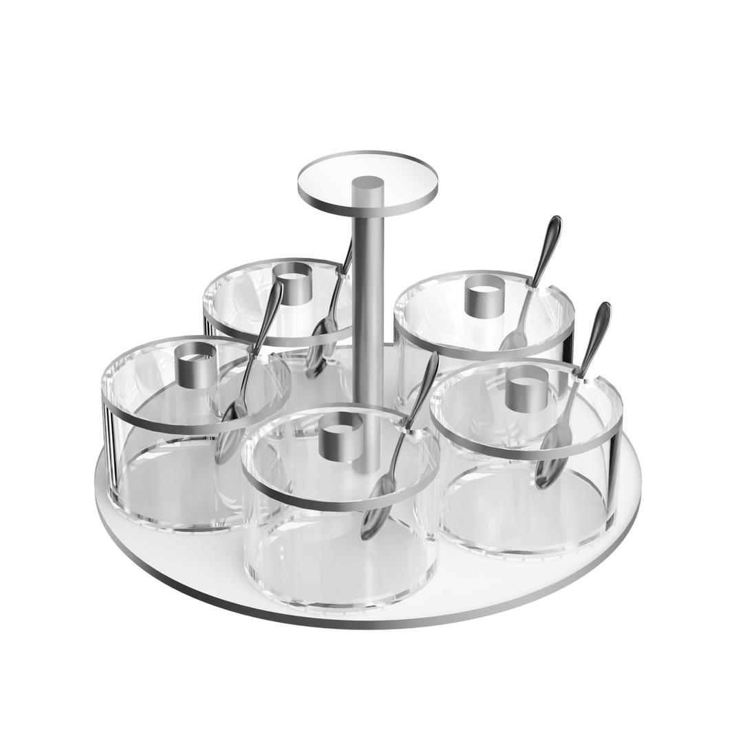 Dip Dish - 5 Dishes, Swivel, Silver