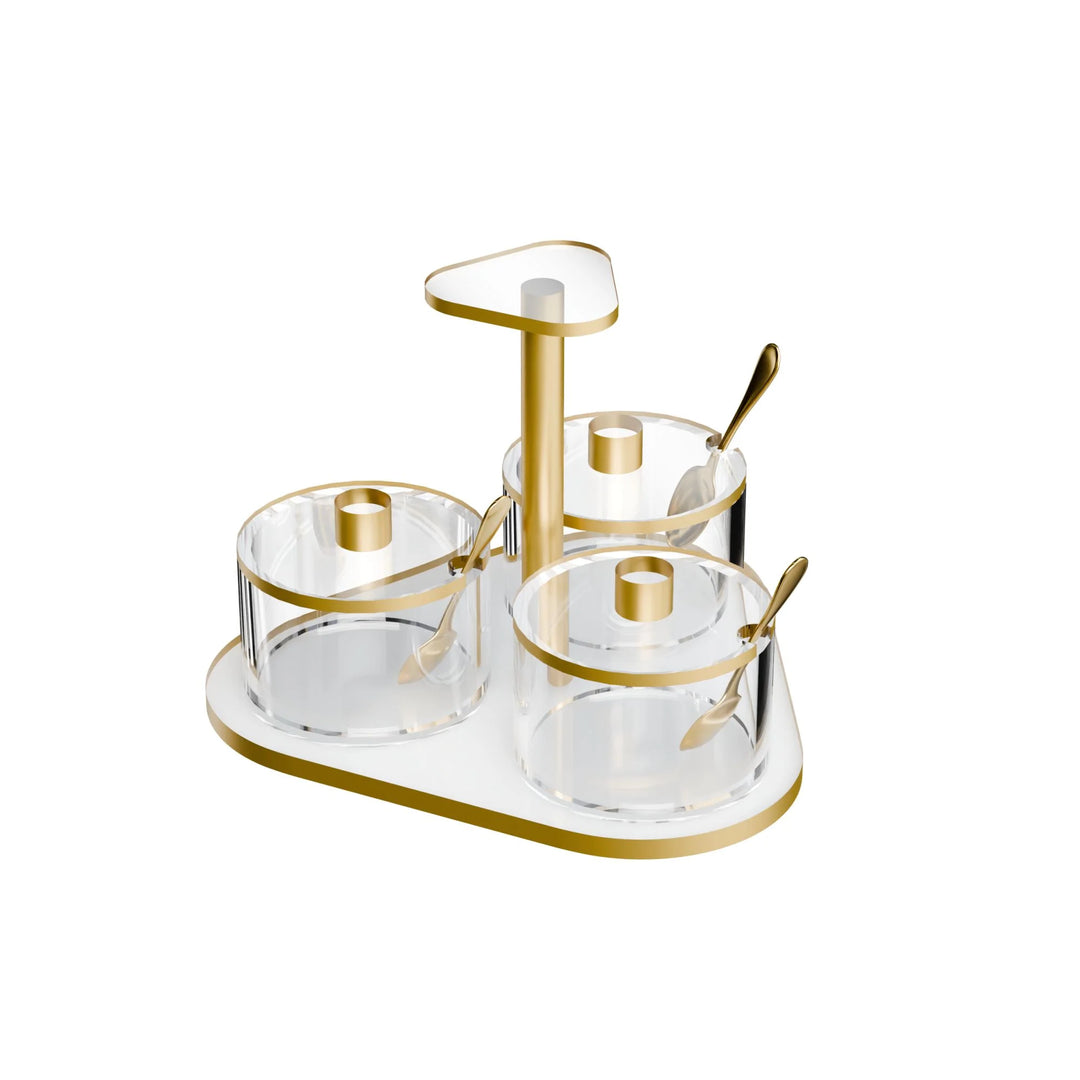 Dip Dish - 3 Dishes, Swivel, Gold
