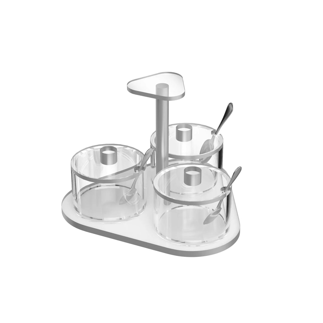 Dip Dish - 3 Dishes, Swivel, Silver
