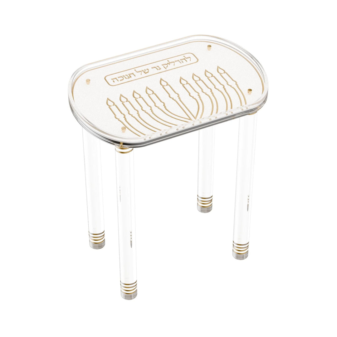 Menorah Stand - Leatherite Woven, Gold