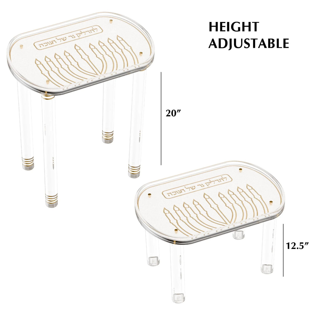 Menorah Stand - Leatherite Woven, Gold