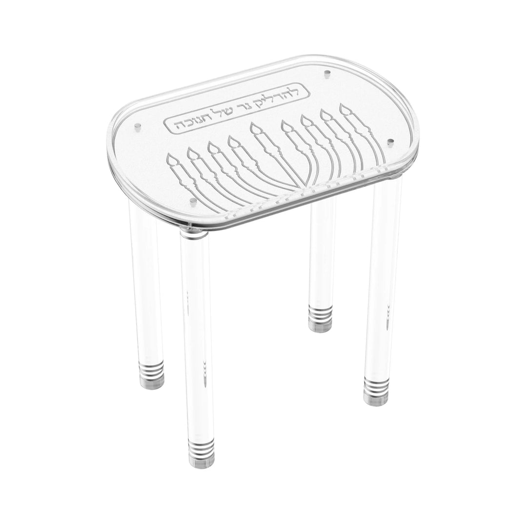 Menorah Stand - Leatherite Woven, Silver