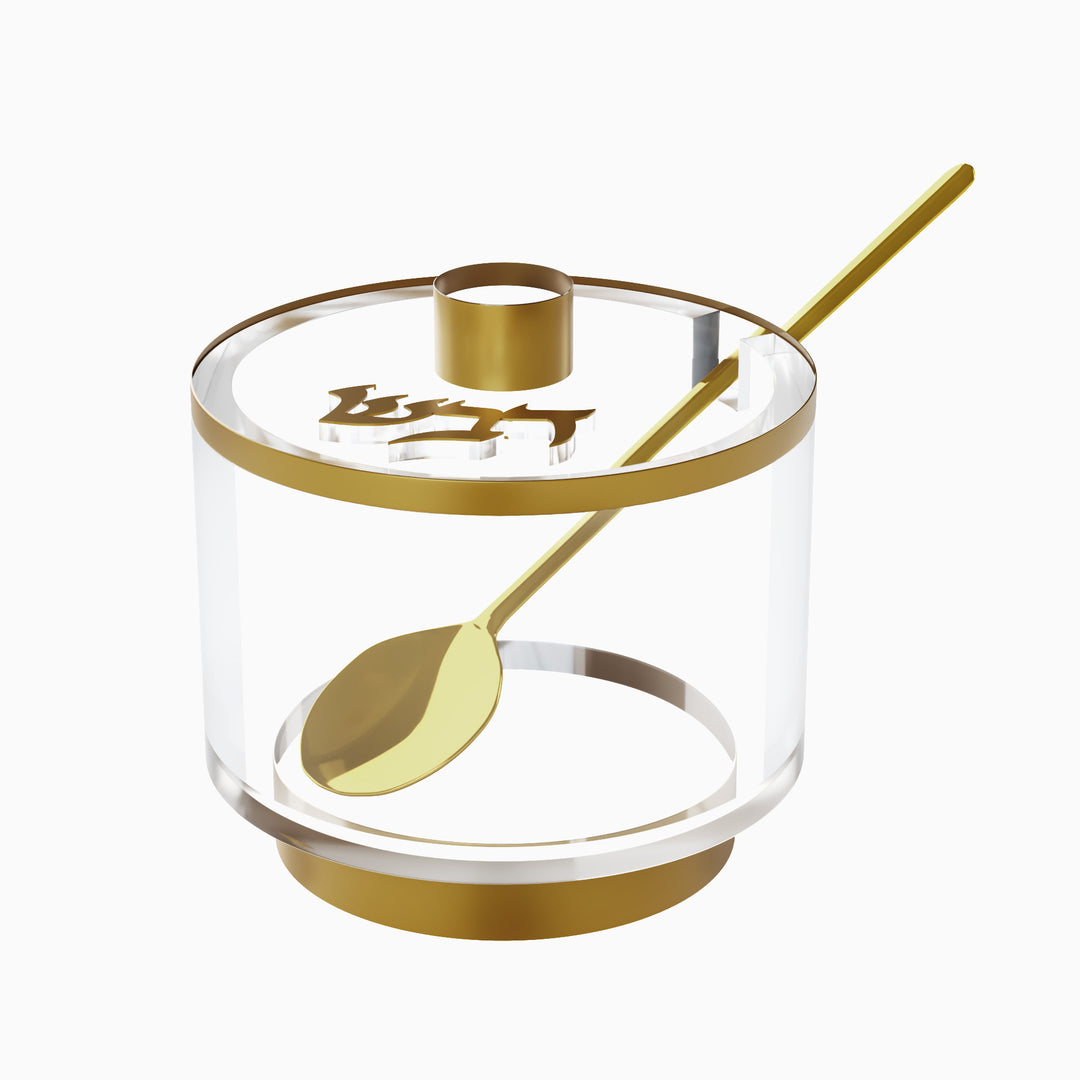 Honey Jar With Base - Gold