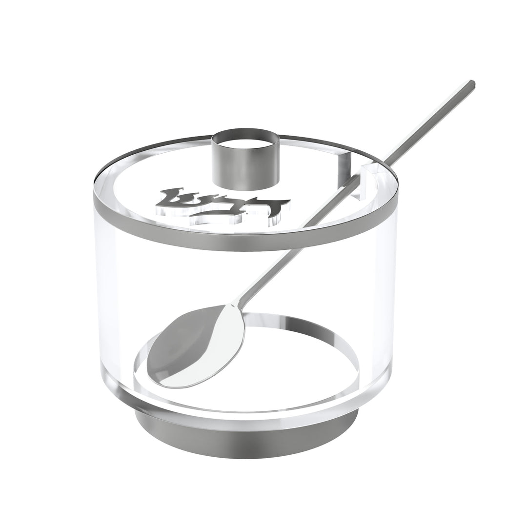 Honey Jar With Base - Silver