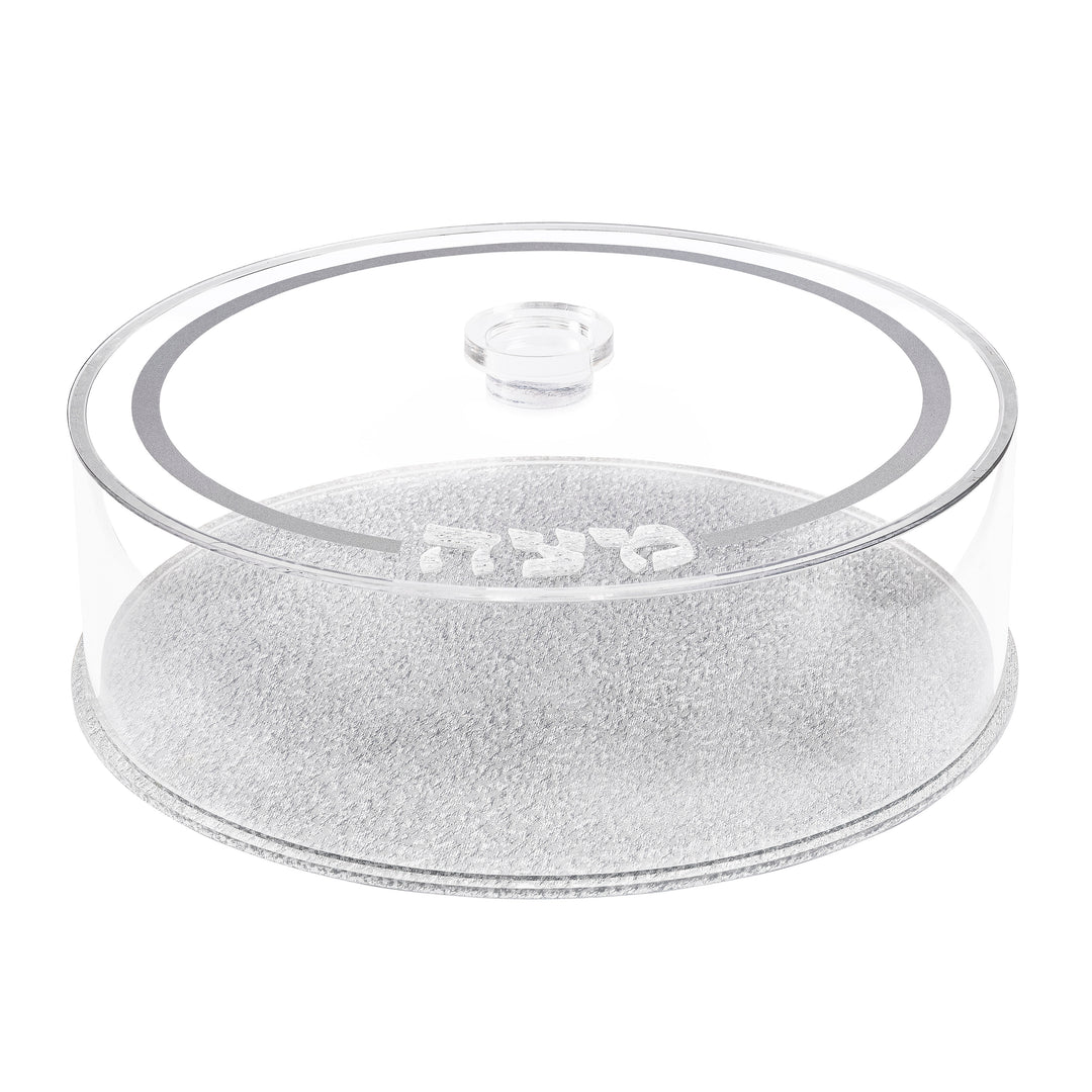 Matzah Box, Round - Silver Glitter