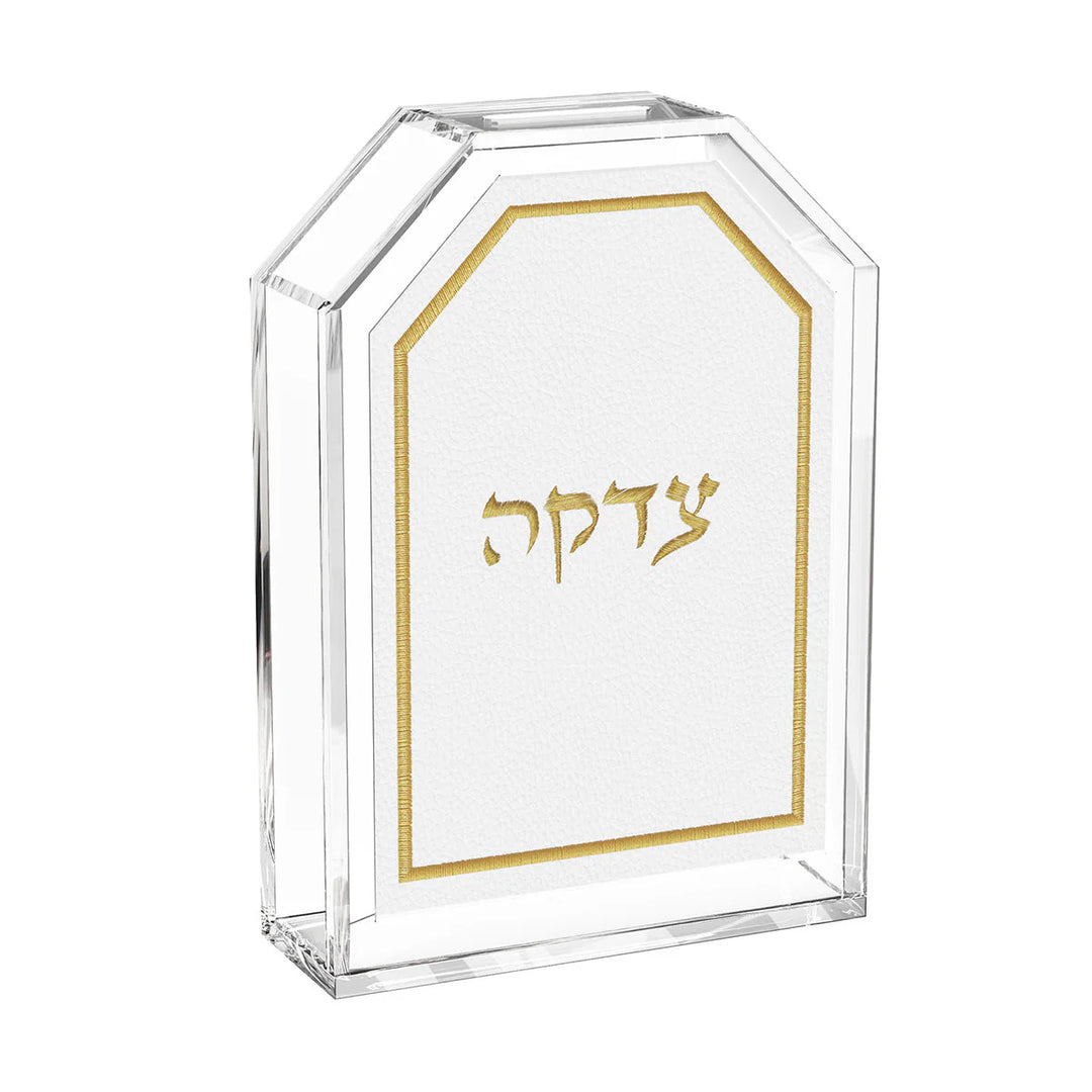 Tzedakah Box - Leatherite, Gold