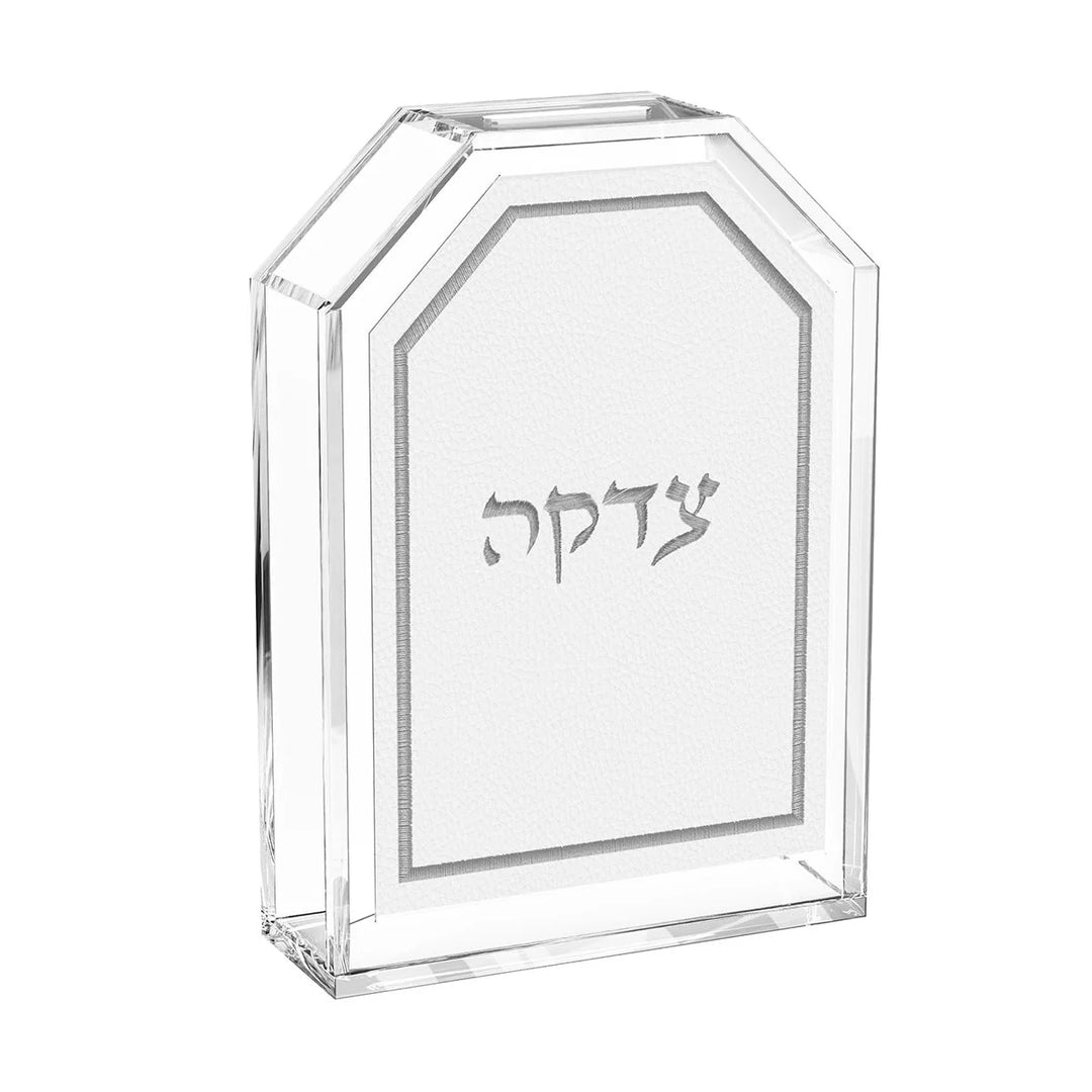 Tzedakah Box - Leatherite, Silver