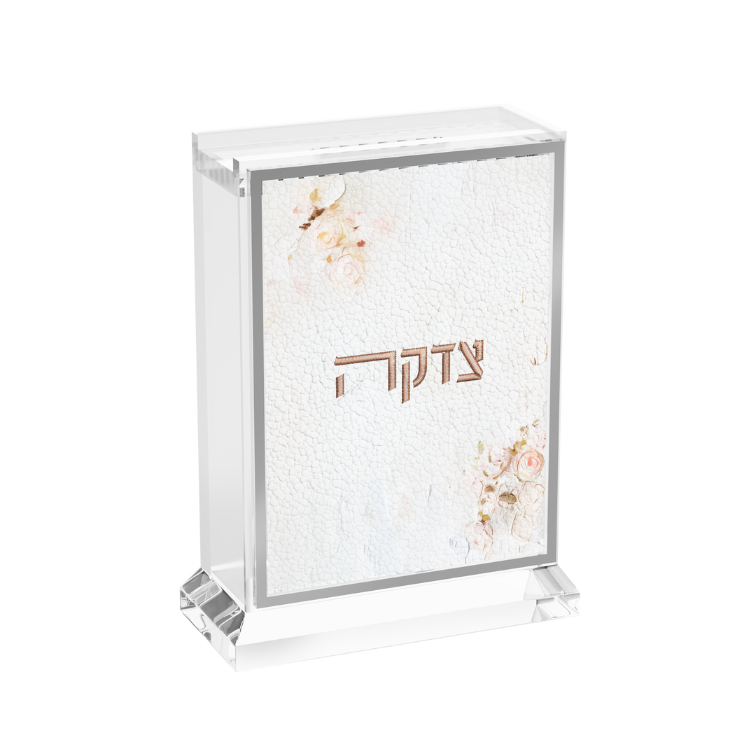 Tzedakah Box - Leatherite, Blush Rose